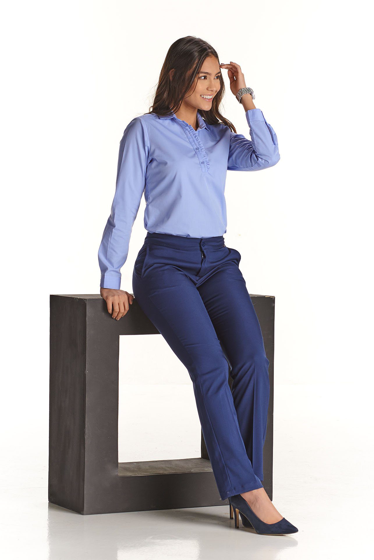 Blusa, Azul, Uniformes Empresariales