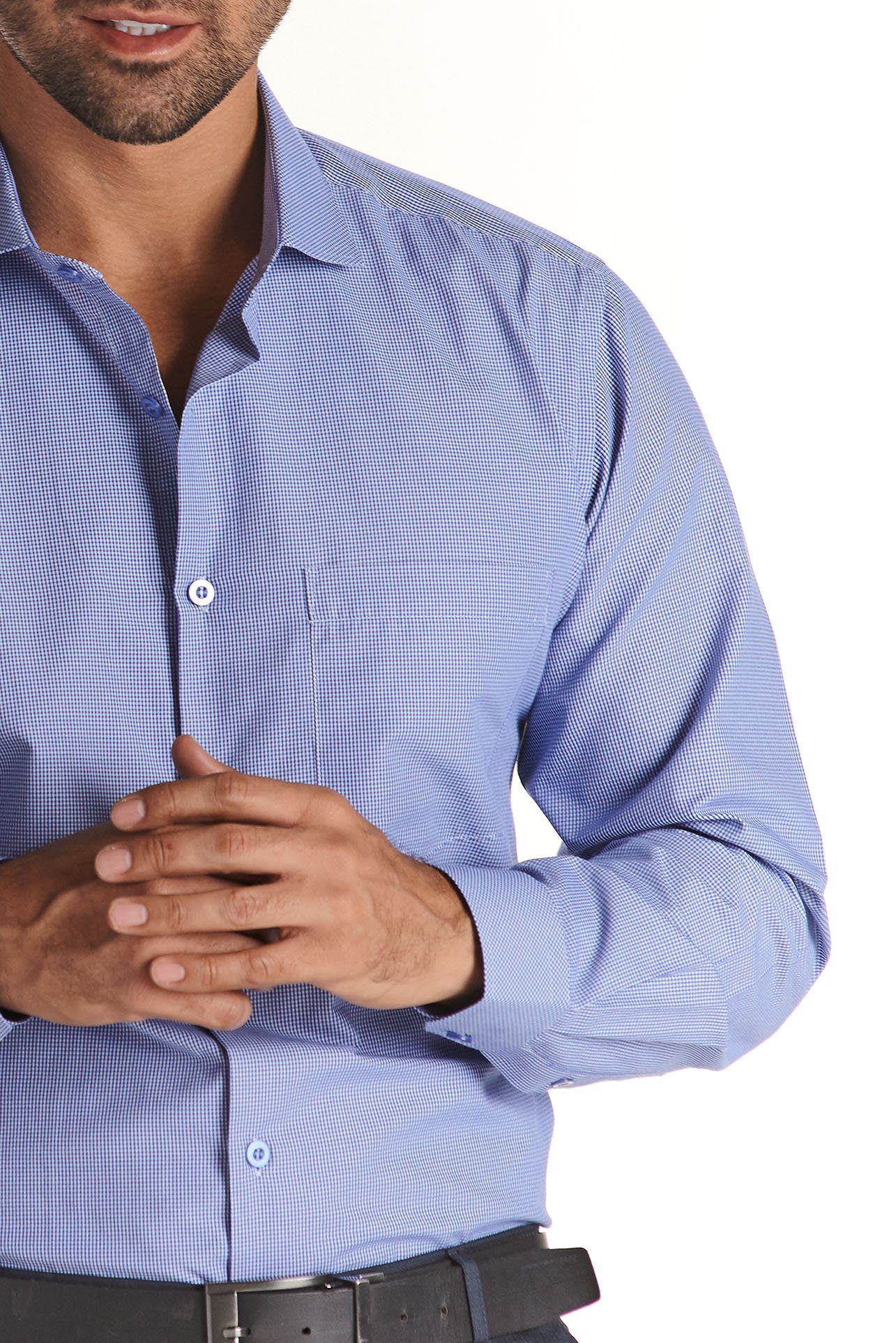 Camisa, Azul de cuadros pequeños, Uniformes Empresariales