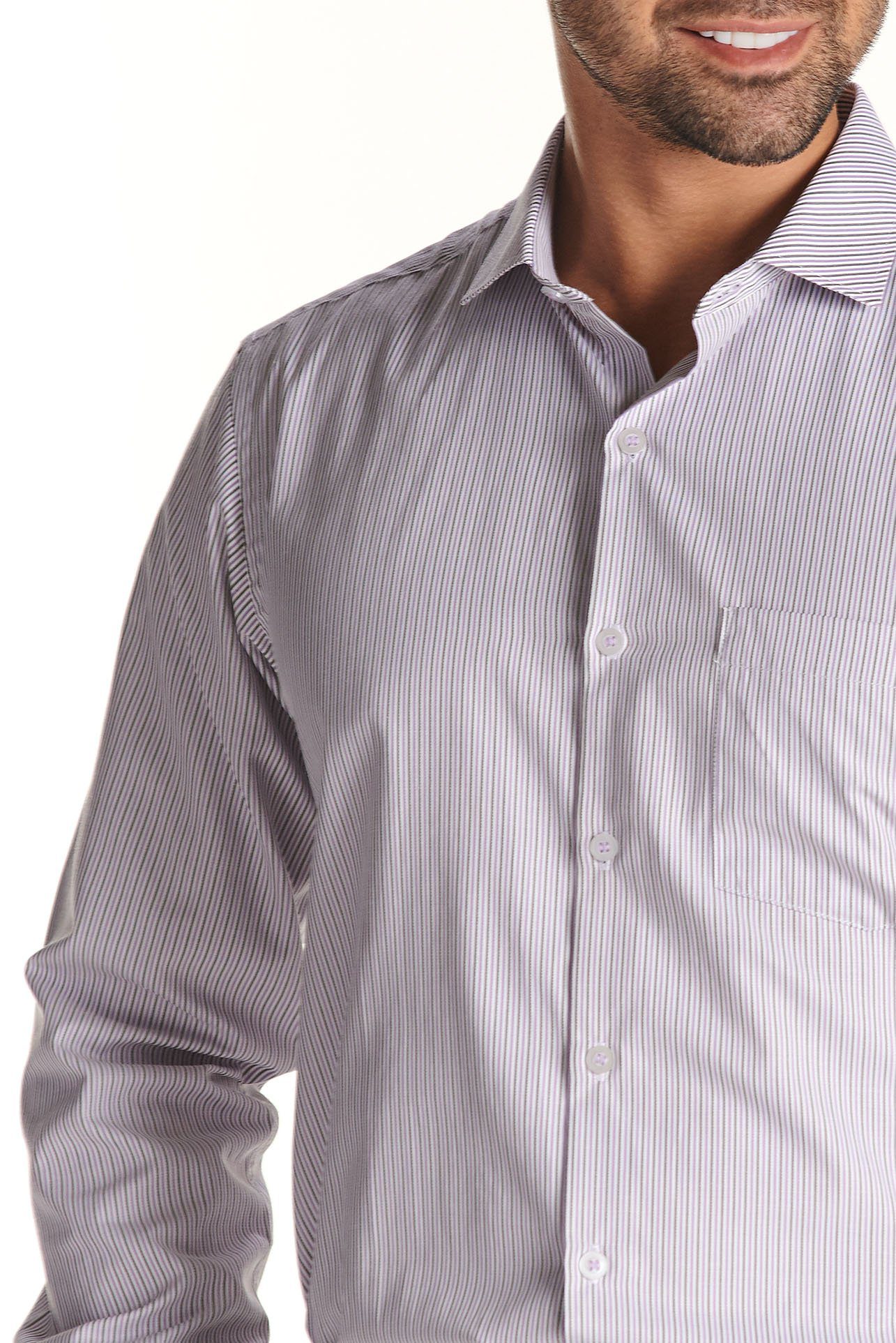 Camisa, Lila con rayas grises, Uniformes Empresariales