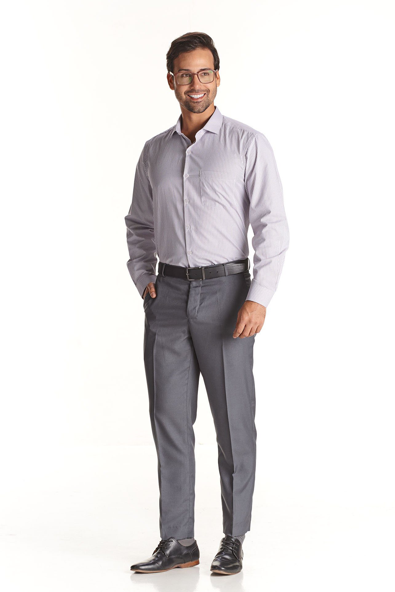 Camisa, Lila con rayas grises, Uniformes Empresariales