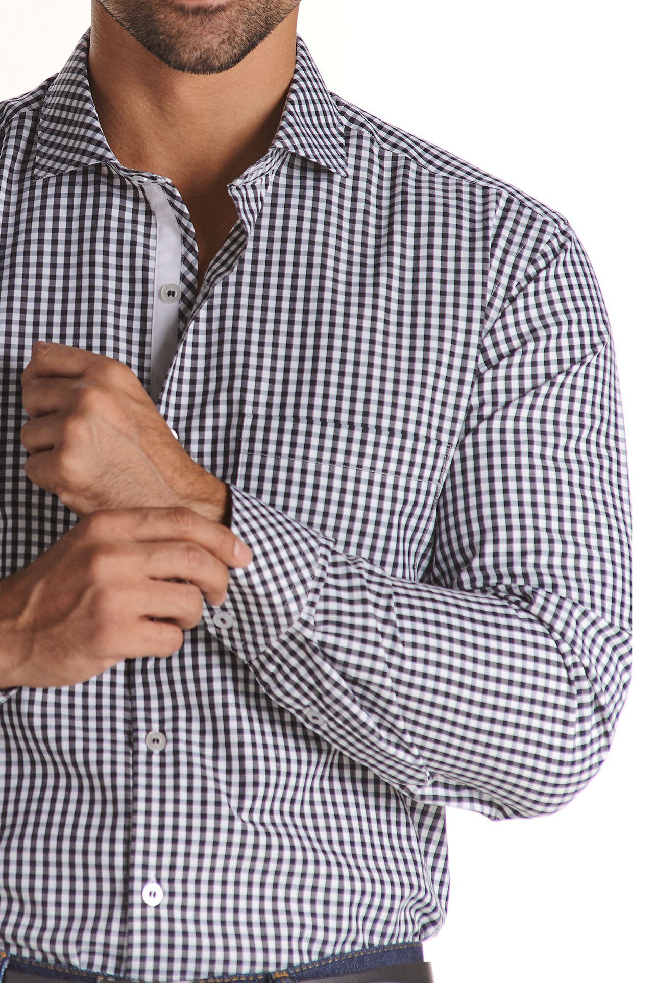 Camisa, Negra de cuadros, Uniformes Empresariales