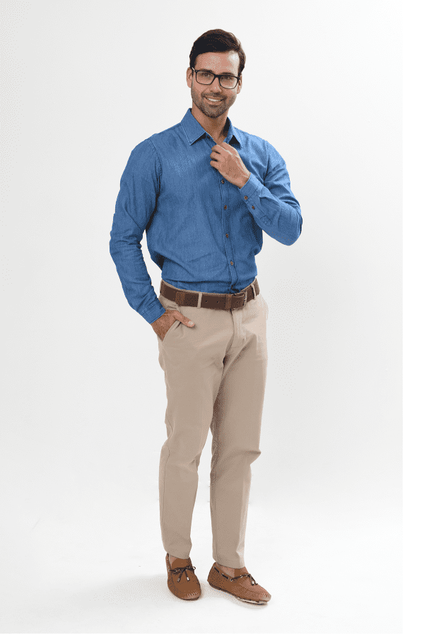 Camisa, Azul, de Indigo, Uniformes Empresariales