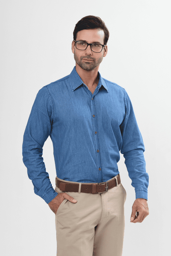 Camisa, Azul, de Indigo, Uniformes Empresariales